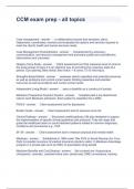 CCM exam prep - all topics Questions and Answers Fully solved