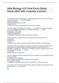 UNH Biology 412 Final Exam Study Guide 2024 with complete solution