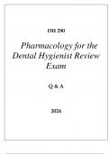 DH 290 PHARMACOLOGY FOR THE DENTAL HYGIENIST REVIEW EXAM Q & A 2024.