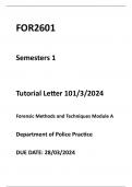 FOR2601 ASSIGNMENT 1 2024( WRITTEN)- Forensic Methods and Techniques