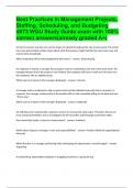 Best Practices in Management&colon; Projects&comma; Staffing&comma; Scheduling&comma; and Budgeting d073 WGU Study Guide exam with 100&percnt; correct answers&lpar;already graded A&plus;&rpar;