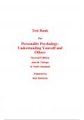 Test Bank For Personality Psychology Understanding Yourself and Others 2nd Edition By Jean Twenge, Keith Campbell (All Chapters, 100% Original Verified, A+ Grade) 