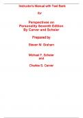 Instructor Manual with Test Bank For Perspectives on Personality 7th Edition By Charles Carver, Michael Scheier (All Chapters, 100% Original Verified, A+ Grade) 