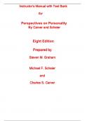 Instructor Manual with Test Bank For Perspectives on Personality 8th Edition By Charles Carver, Michael Scheier (All Chapters, 100% Original Verified, A+ Grade) 