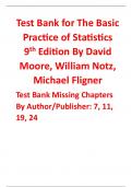 Test Bank For The Basic Practice of Statistics 9th Edition By David Moore, William Notz, Michael Fligner (All Chapters, 100% Original Verified, A+ Grade) 
