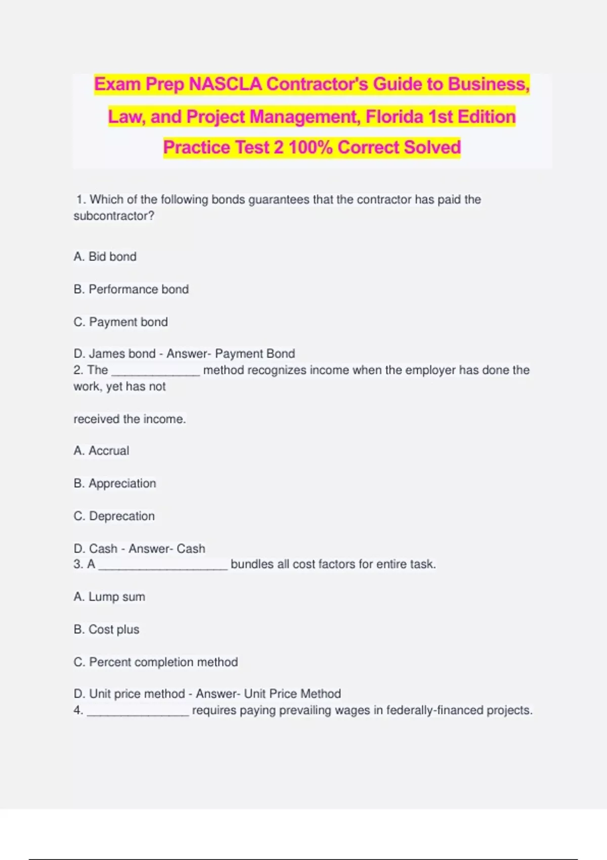 Exam Prep NASCLA Contractor's Guide to Business, Law, and Project ...