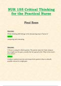 NUR155 / NUR 155 Final Exam (Latest 2024 / 2025 Update): Critical Thinking for the Practical Nurse | Questions and Verified Answers | 100% Correct | Grade A - Hondros
