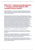 WGU C727 - Cybersecurity Management I – Strategic |LATEST 2024/25 | With complete solution 2024/25