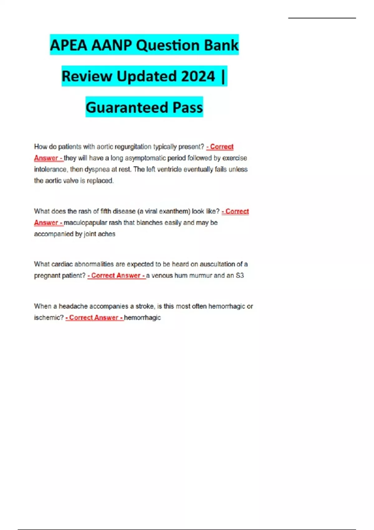 BUNDLE for APEA QBank APEA AANP Question Bank Review Updated 2024