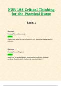 NUR155 / NUR 155 Exam 1 (Latest 2024 / 2025 Update): Critical Thinking for the Practical Nurse | Questions and Verified Answers | 100% Correct | Grade A - Hondros