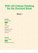 NUR155 / NUR 155 Exam 1 (Latest 2024 / 2025 Update): Critical Thinking for the Practical Nurse | Questions and Verified Answers | 100% Correct | Grade A - Hondros