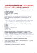 Scuba Diving Final Exam &vert; with complete solution &vert; Latest 2024&sol;25 &vert; Updated