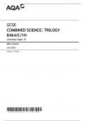 GCSE AQA June 2023 Higher Combined Science Trilogy chemistry paper 1H Markscheme