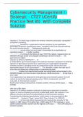 Cybersecurity Management I - Strategic - C727 UCertify Practice Test &lpar;B&rpar;  With Complete Solution