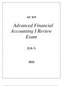AC 413 ADVANCED FINANCIAL ACCOUNTING I REVIEW EXAM Q & A 2024.