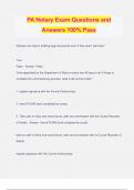 PA Notary Exam Questions and Answers 100% Pass