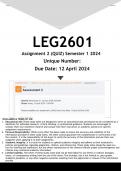 LEG2601 Assignment 2 &lpar;ANSWERS&rpar; Semester 1 2024 - DISTINCTION GUARANTEED