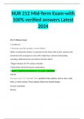 NUR 212 Mid-Term Exam-with 100% verified answers Latest 2024