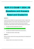 NUR 212 EXAM 1 2024 | 80 Questions and Answers Rated and Graded A+
