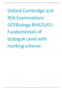 Oxford Cambridge and RSA Examinations  GCEBiology BH422/01:  Fundamentals of biologyA Level