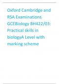 Oxford Cambridge and RSA Examinations  GCEBiology BH422/03:  Practical skills in biologyA Level with marking scheme