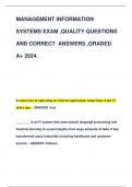 MANAGEMENT INFORMATION  SYSTEMS EXAM ,QUALITY QUESTIONS  AND CORRECT ANSWERS ,GRADED  A+ 2024.