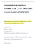 MANAGEMENT INFORMATION  SYSTEMS EXAM LATEST UPDATE 2024  GRADED A+ (SAYLOR PETERSON)