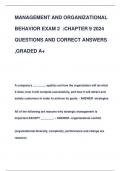 MANAGEMENT AND ORGANIZATIONAL  BEHAVIOR EXAM 2 &colon;CHAPTER 9 2024  QUESTIONS AND CORRECT ANSWERS  &comma;GRADED A&plus;