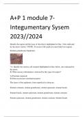 A+P 1 module 7- Integumentary Sysem 2023//2024