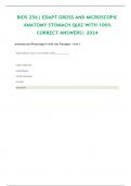 BIOS 256&vert; EDAPT GROSS AND MICROSCOPIC ANATOMY STOMACH QUIZ WITH 100&percnt; CORRECT ANSWERS&vert; 2024