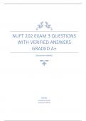 NUFT 202 EXAM 3 QUESTIONS WITH VERIFIED ANSWERS GRADED A+