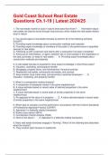 Gold Coast School Real Estate Questions Ch&period;1-19 &vert; Latest 2024&sol;25