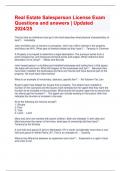 Real Estate Salesperson License Exam Questions and answers &vert; Updated 2024&sol;25