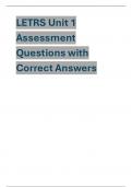 LETRS Unit 1  Assessment  Questions with  Correct Answers