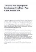 The Cold War&colon; Superpower tensions and rivalries - Past Paper 2 Questions