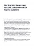 The Cold War: Superpower tensions and rivalries - Past Paper 2 Questions