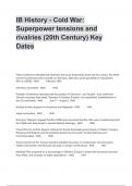 IB History - Cold War&colon; Superpower tensions and rivalries &lpar;20th Century&rpar; Key Dates
