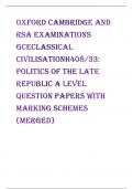 Oxford Cambridge and RSA Examinations  GCEClassical CivilisationH408/33:  Politics of the late republic A Level question papers with marking schemes (merged) 