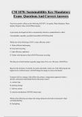 CM 1070&colon; Sustainablility Key Mandatory  Exam Questions And Correct Answers