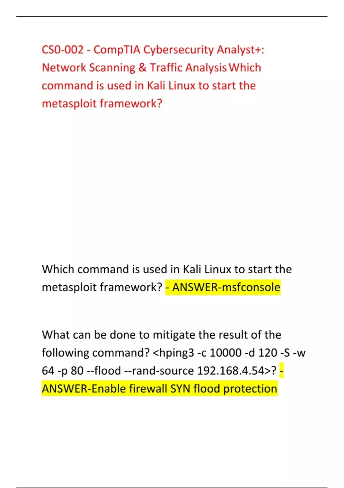 CS0-002 - CompTIA Cybersecurity Analyst+: Network Scanning & Traffic ...