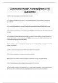 Community Health Nursing Exam &lpar;145 Questions&rpar; Questions and answers latest update 2024 