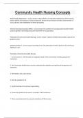 Community Health Nursing Concepts Questions and answers latest update 2024 