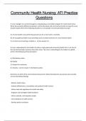 Community Health Nursing ATI Practice Questions and answers latest update 2024 