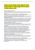 History Exam Study Guide &lpar;Based of the Study Guide in Schoology&rpar; With Complete Verified Solution 100&percnt;
