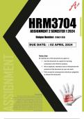 HRM3704 assignment 2 solutions semester 1 2024  (Full solutions Quiz)