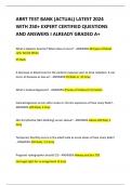 ARRT TEST BANK (ACTUAL) LATEST 2024  WITH 250+ EXPERT CERTIFIED QUESTIONS  AND ANSWERS I ALREADY GRADED A+ 