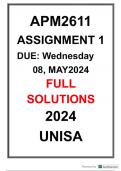 APM2611 ASSIGNMENT 1 FULL SOLUTIONS UNISA 2024 ORDINARY DIFFERENTIAL EQUATIONS