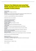 Pearson Vue National exam prep Real Estate&comma; Questions And Correct Answers With Complete Verified Solutions