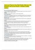 &lpar;Summary&rpar; Pearson Vue Real Estate Utah&comma;Over 500 Questions And Correct Answers&period; Complete Verified Solution