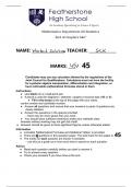 Mock exam + worked solutions for chapters 6&7 (AS statistics)